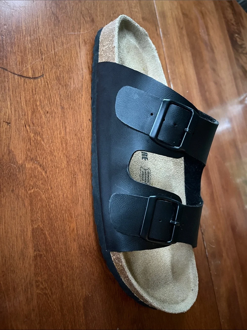CUSHIONAIRE Lane Cork Footbed Black Sandals size 12